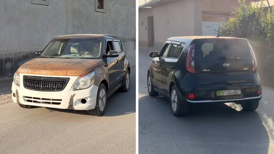 O‘zbekistonda Kia Soul avtomobiliga Chevrolet Cobaltga old qismi o’rnatildi