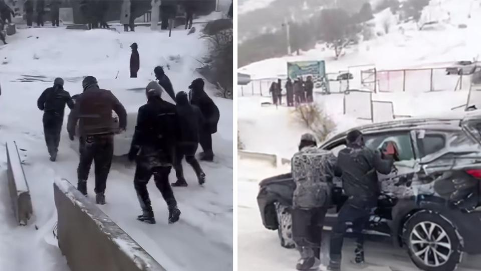 В горах Узбекистана скользкие дороги