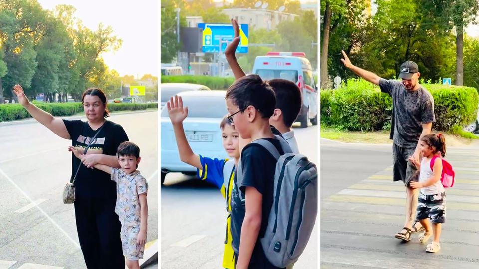 В Узбекистане порекомендовали поднимать руку при переходе через дорогу