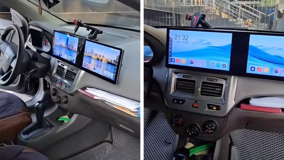 В Chevrolet Cobalt установили два огромных экрана