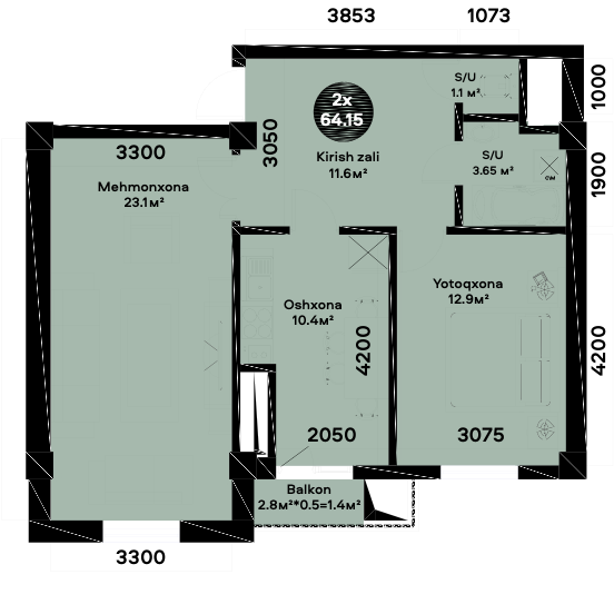 Yangi 2 - xonali xonadon