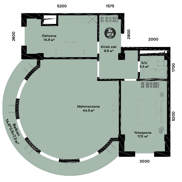 Yangi 2 - xonali xonadon