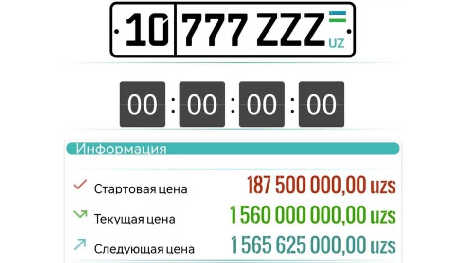 Новый рекорд! Сколько стоит самый дорогой госномер в Узбекистане?