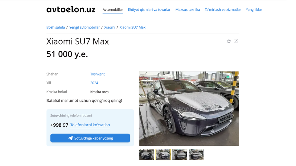 Xiaomi elektromobillarini eksportga jo‘natishga tayyorgarlik ko‘rilmoqda