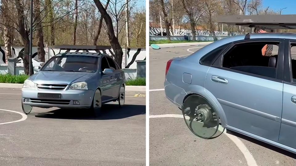 Стеклянные круги вместо колёс  на Lacetti